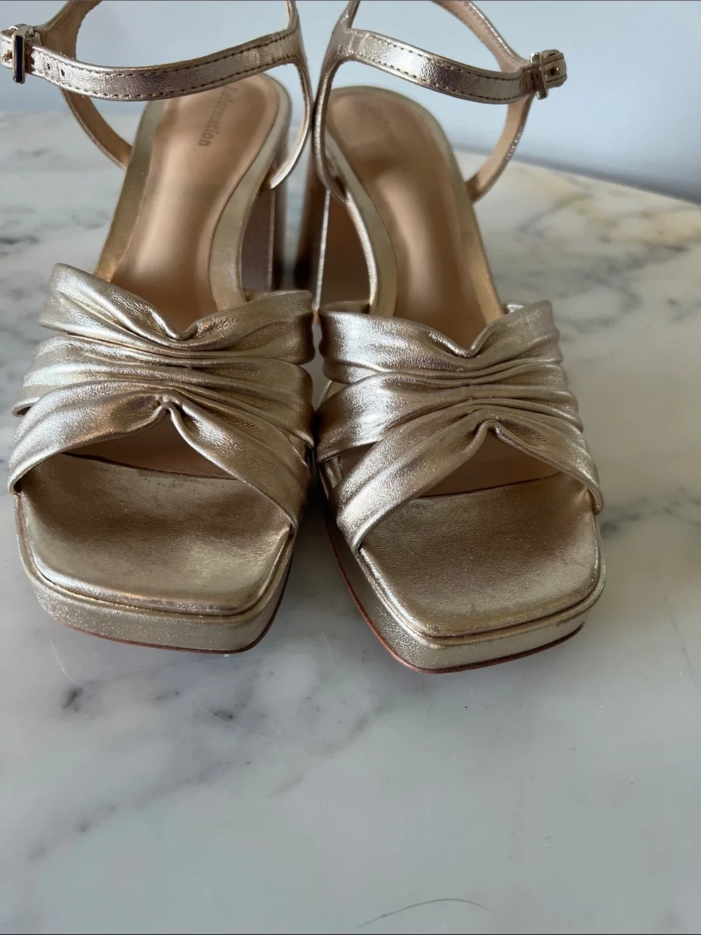 Reformation Gold Knot-Twist Square Toe Sandals - Picture 3 of 7